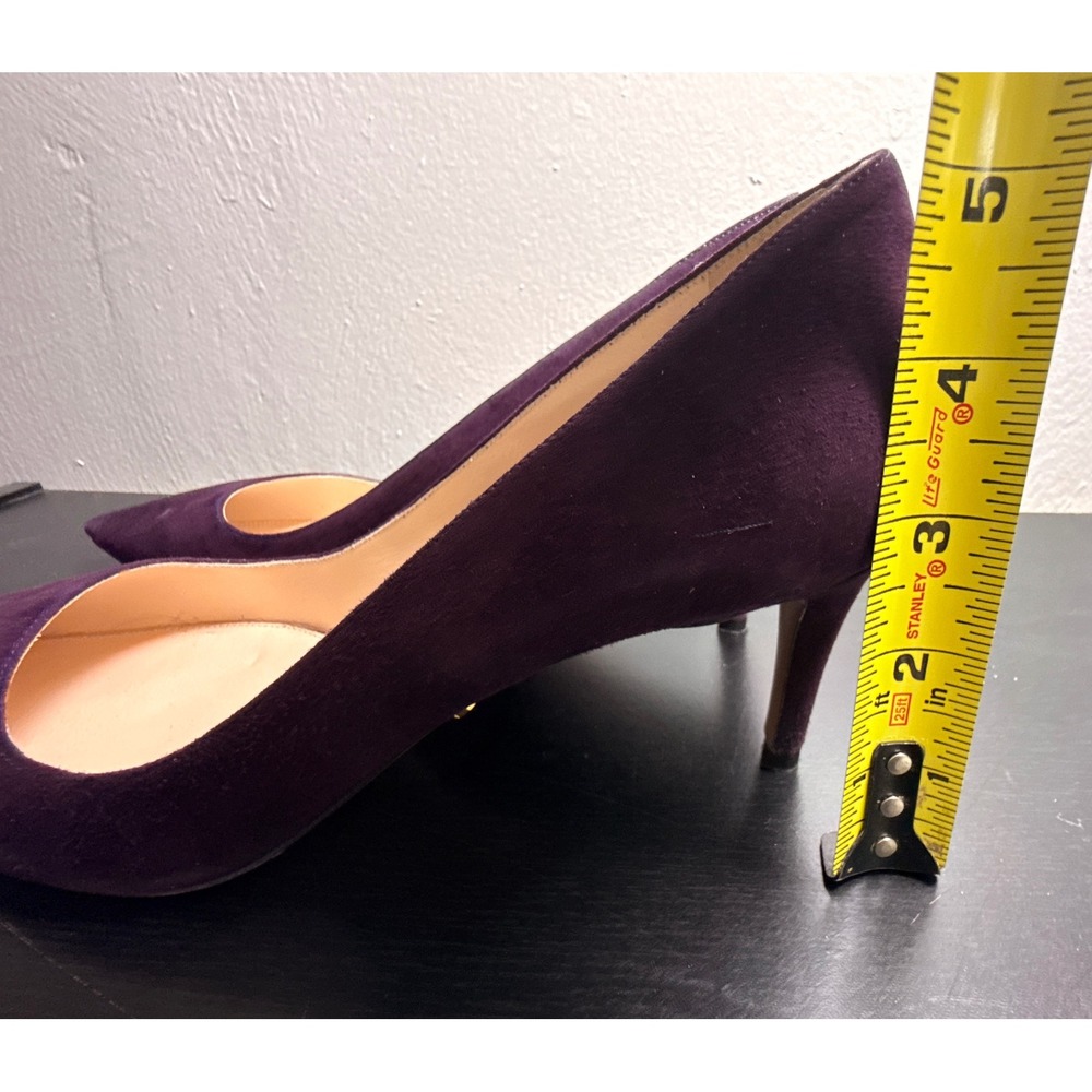 Prada Purple Suede‎ Pointed Toe Kitten Heel Pumps Size 40.5 Made in Italy - Picture 7 of 11